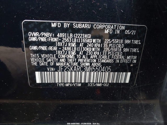 Subaru Forester Sport 2021 JF2SKARC3MH550405 Image 9