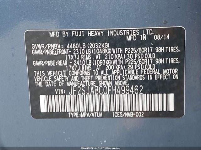 JF2SJABC0FH499462 Subaru Forester 2.5i