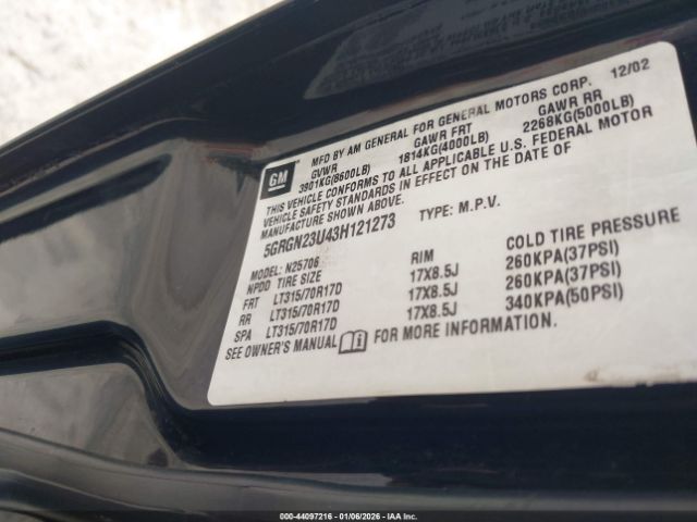 2003 HUMMER H2 5GRGN23U43H121273 Photo 8