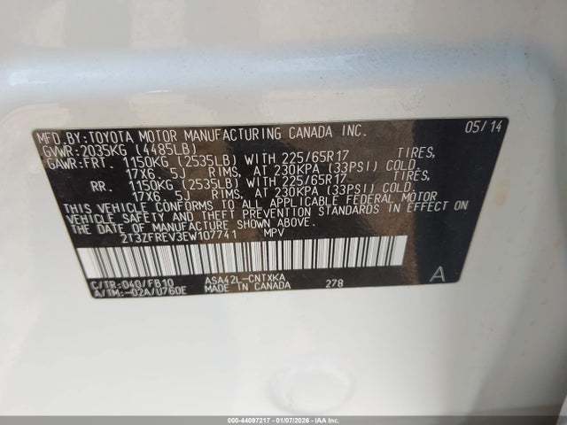 2014 TOYOTA RAV4 2T3ZFREV3EW107741 Photo 8
