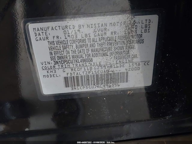 3N1CP5CU7KL496556 Nissan KICKS SR