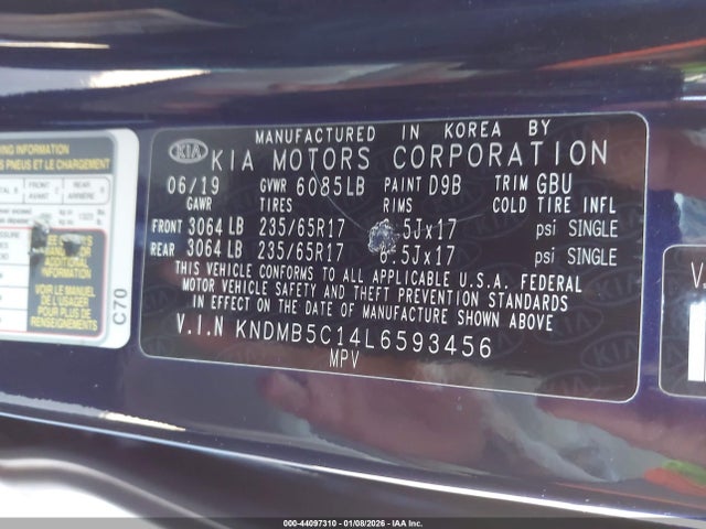 KIA SEDONA LX 2020 KNDMB5C14L6593456 Image 9