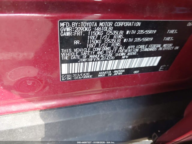 JTMY1RFV7KJ014370 Toyota Rav4 Limited