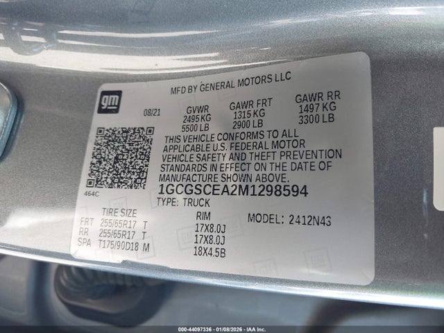 1GCGSCEA2M1298594 Chevrolet Colorado 2wd Short Box Lt