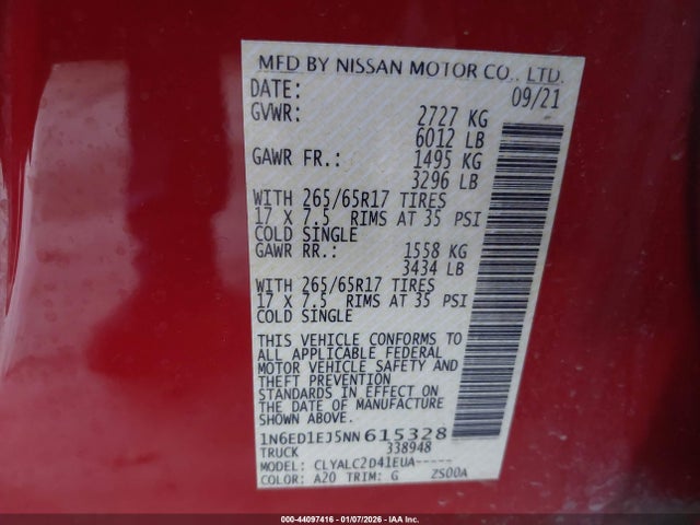 Nissan Frontier Sv 4x2 2022 1N6ED1EJ5NN615328 Image 9