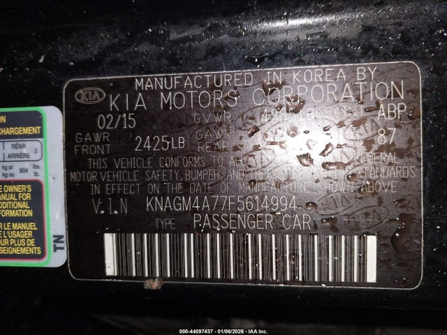 KIA Optima Lx 2015 KNAGM4A77F5614994 Image 9