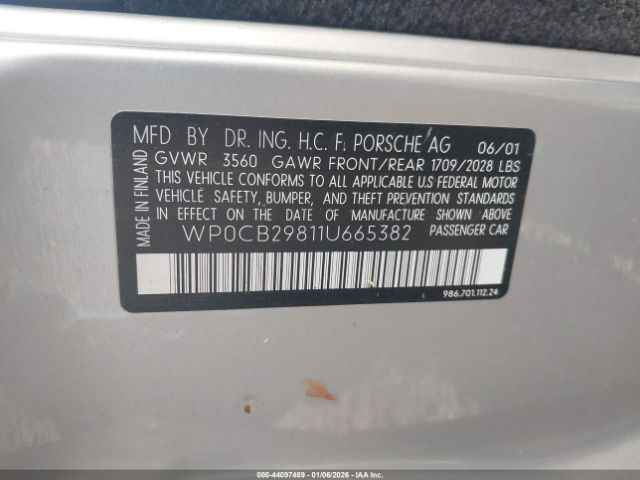 2001 PORSCHE BOXSTER WP0CB29811U665382 Photo 8