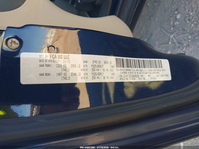 2016 Chrysler Town & Country Touring მანქანა იყიდება აუქციონზე, vin: 2C4RC1BG1GR205230, აუქციონის ნომერი: 44097590