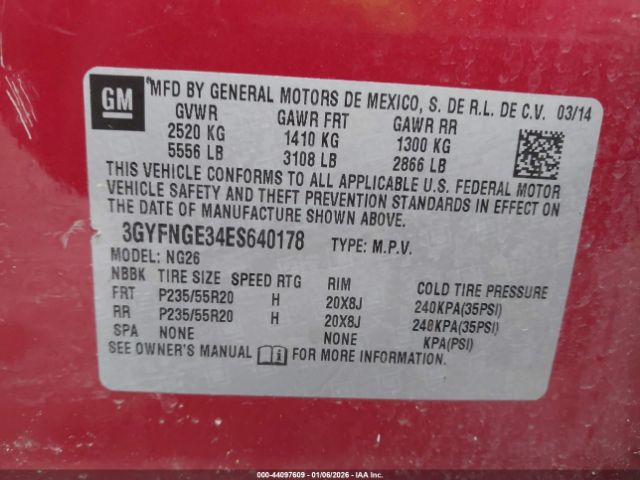 2014 CADILLAC SRX 3GYFNGE34ES640178 Photo 8