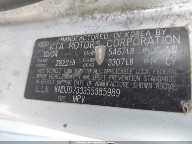 2005 KIA SORENTO KNDJD733355385989 Photo 8