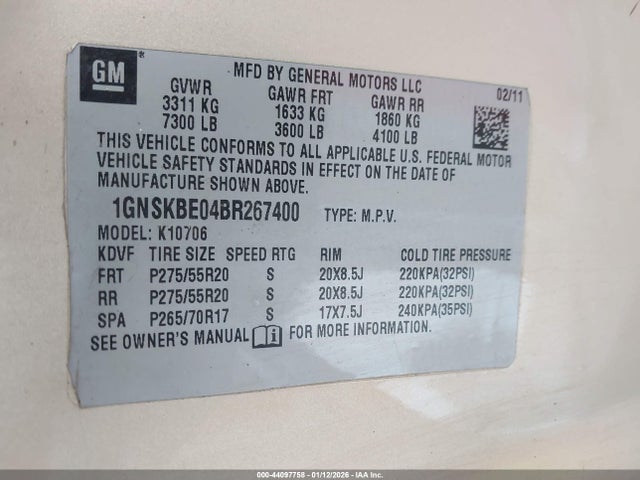 2011 CHEVROLET TAHOE 1GNSKBE04BR267400 Photo 8