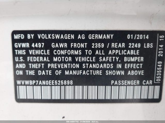 2014 VOLKSWAGEN CC WVWBP7AN0EE525898 Photo 8
