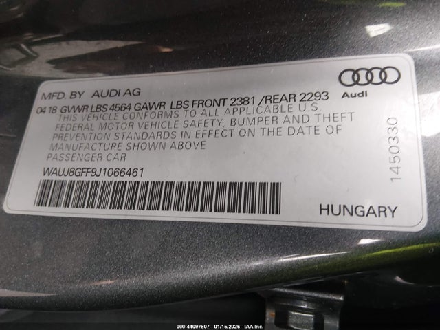 WAUJ8GFF9J1066461 Audi A3 2.0t Premium/2.0t Tech Premium