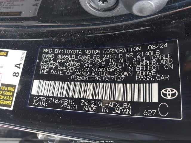 Toyota Corolla Hybrid Le 2024 JTDBCMFE7RJ037127 Image 9