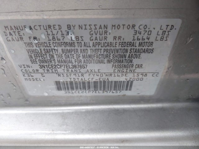 Nissan Versa Note S (sr) 2014 3N1CE2CP7EL397657 Image 9