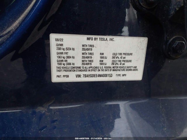 2022 TESLA MODEL Y 7SAYGDEE4NA008153 Photo 8