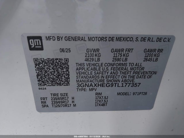 Auction sale of the 2026 Chevrolet Equinox Fwd Lt, vin: 3GNAXHEG9TL177357, lot number: 44097884