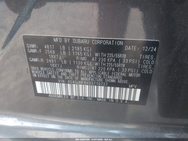 Aukcja sprzedaży 2025 Subaru Crosstrek Sport, vin: 4S4GUHF6XS3710727, numer aukcji: 44097888