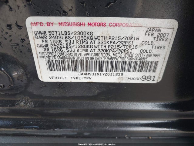 2007 MITSUBISHI OUTLANDER JA4MS31X17Z011839 Photo 8