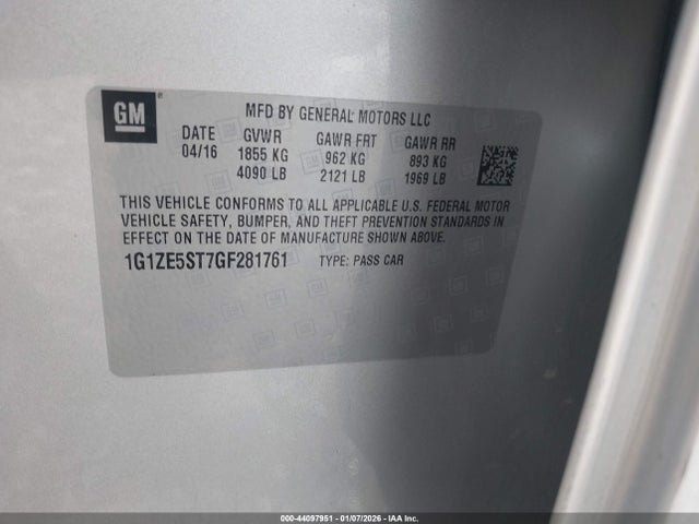 1G1ZE5ST7GF281761 Chevrolet MALIBU 1LT