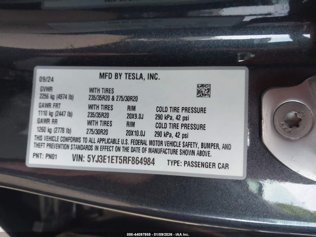 5YJ3E1ET5RF864984 Tesla Model 3 Performance All-wheel Drive