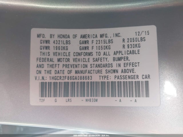 1HGCR2F86GA088683 Honda Accord Ex-l