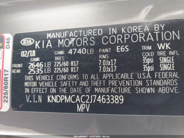 2018 KIA SPORTAGE KNDPMCAC2J7463389 Photo 8