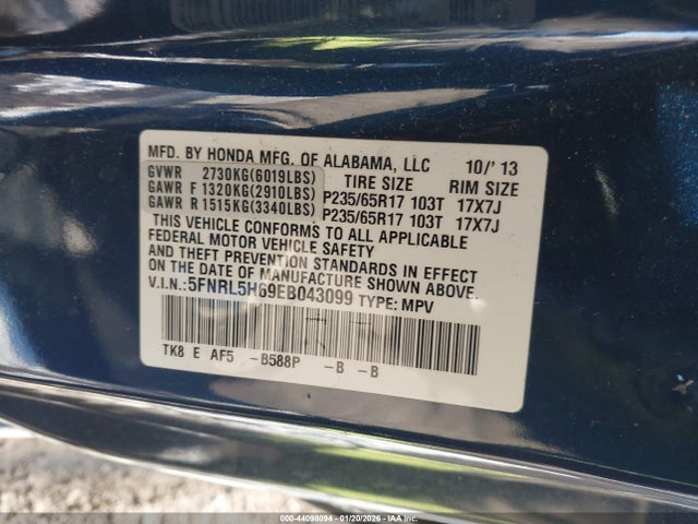 Honda Odyssey Ex-l 2014 5FNRL5H69EB043099 Image 9