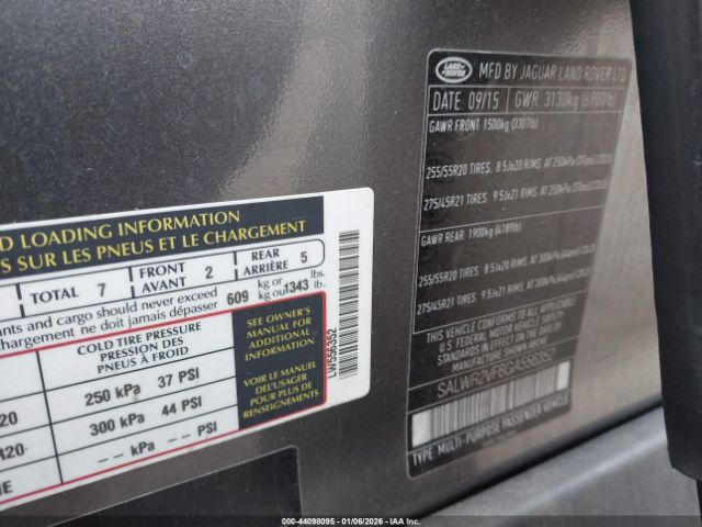 2016 LAND ROVER RANGE ROVER SPORT SALWR2VF6GA556352 Photo 8