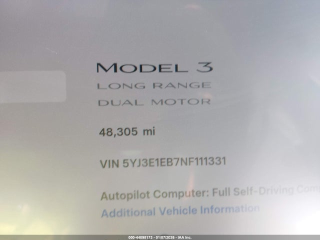 2022 TESLA MODEL 3 5YJ3E1EB7NF111331 Photo 6