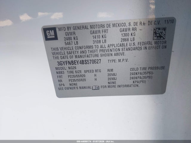 2011 CADILLAC SRX 3GYFNBEY4BS570627 Photo 8