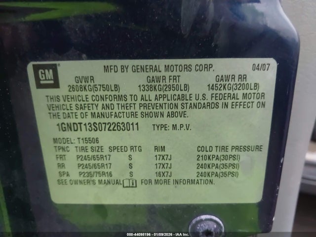 2007 CHEVROLET TRAILBLAZER 1GNDT13S072263011 Photo 8