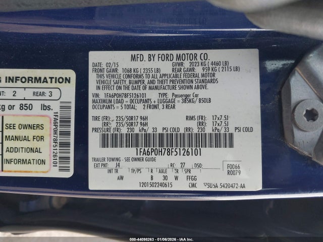 1FA6P0H78F5126101 Ford FUSION SE