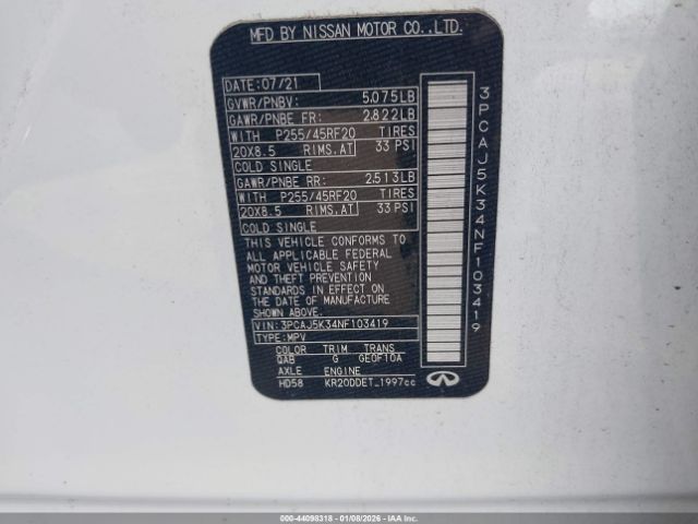 2022 INFINITI QX55 3PCAJ5K34NF103419 Photo 8