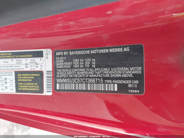 2012 MINI COOPER WMWSU3C57CT368715 Photo 8