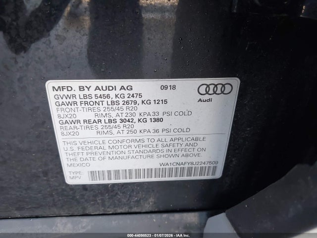 2018 AUDI Q5 WA1CNAFY8J2247509 Photo 8