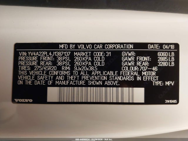 2018 VOLVO XC90 YV4A22PL4J1387137 Photo 8