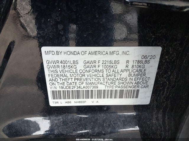 Aukcja sprzedaży 2020 Acura Ilx Standard, vin: 19UDE2F34LA007369, numer aukcji: 44098536