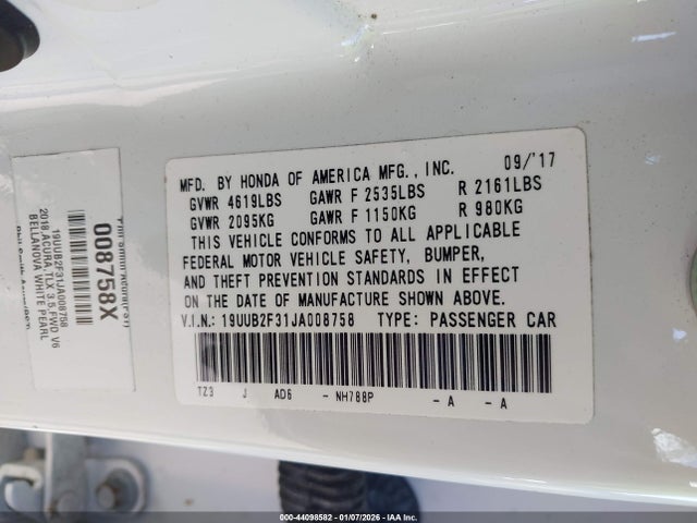 2018 ACURA TLX 19UUB2F31JA008758 Photo 8