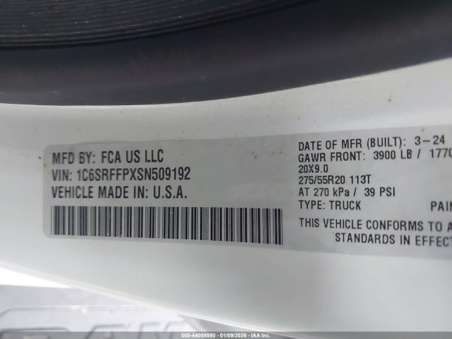 Aukcja sprzedaży 2025 Ram 1500 Big Horn  4x4 5'7 Box, vin: 1C6SRFFPXSN509192, numer aukcji: 44098590