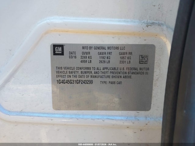 1G4G45G31GF243299 Buick Lacrosse Sport Touring