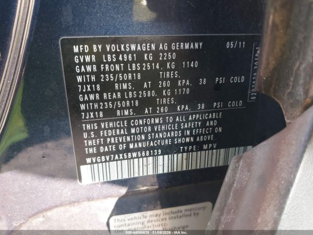 2011 VOLKSWAGEN TIGUAN WVGBV7AX5BW568139 Photo 8