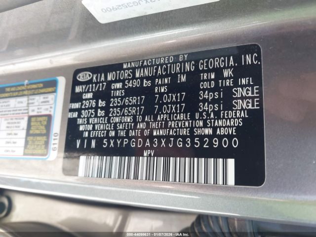 2018 KIA SORENTO 5XYPGDA3XJG352900 Photo 8