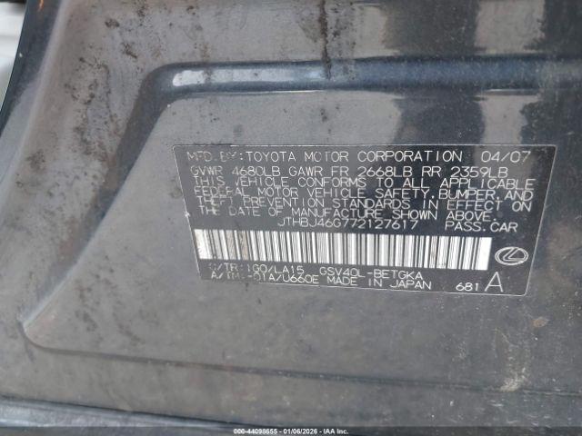 2007 LEXUS ES 350 JTHBJ46G772127617 Photo 8