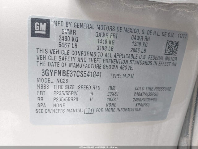 2012 CADILLAC SRX 3GYFNBE37CS541841 Photo 8