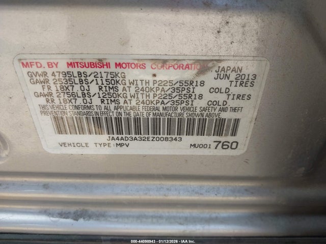 2014 MITSUBISHI OUTLANDER JA4AD3A32EZ008343 Photo 8