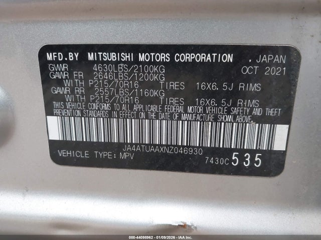 2022 MITSUBISHI ECLIPSE CROSS JA4ATUAAXNZ046930 Photo 8