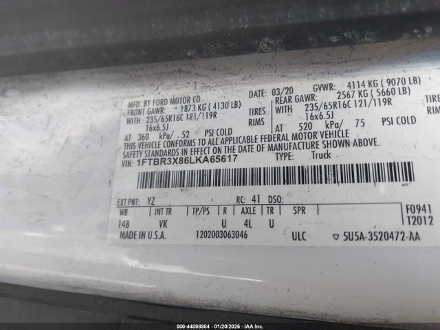 2020 FORD TRANSIT-250 CARGO VAN 1FTBR3X86LKA65617 Photo 8