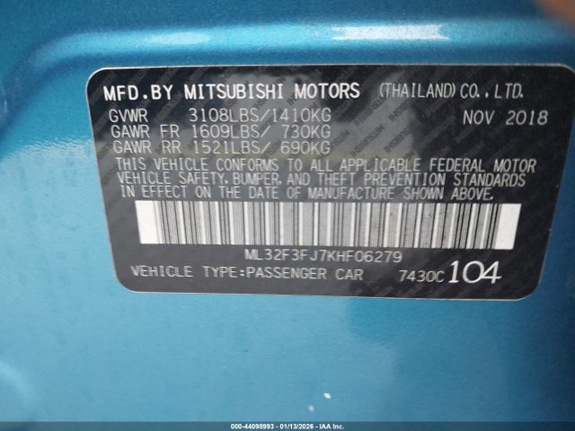 2019 MITSUBISHI MIRAGE G4 ML32F3FJ7KHF06279 Photo 8
