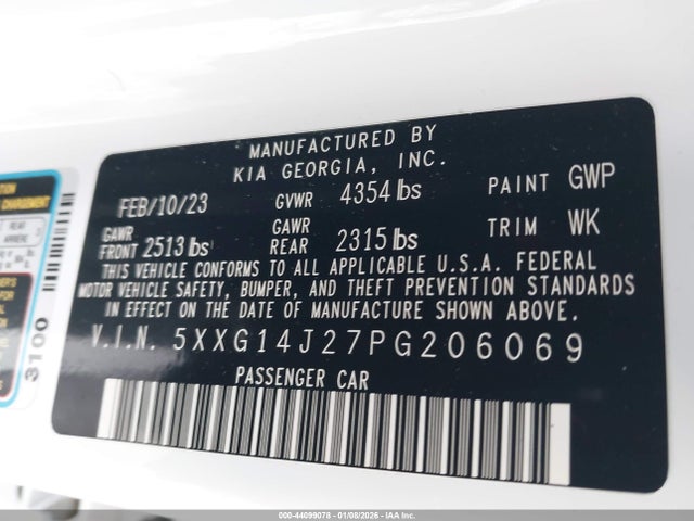 5XXG14J27PG206069 KIA K5 LXS